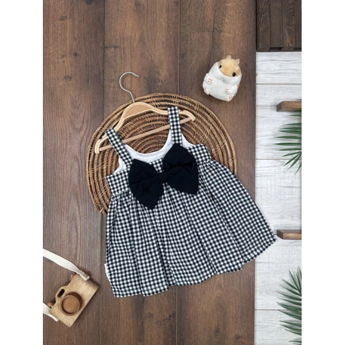 Yazlık Pamuklu Pötikareli Kız Çocuk Tekli Elbise