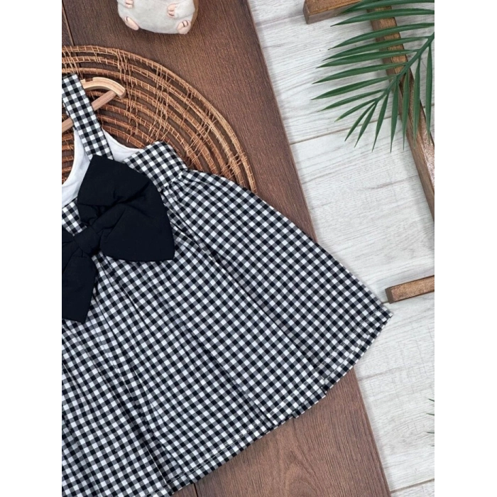 Yazlık Pamuklu Pötikareli Kız Çocuk Tekli Elbise