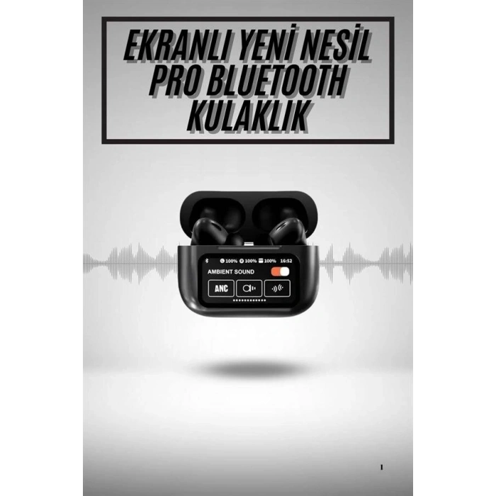 Yeni Nesil Anc Özellikli Çağrı Cevaplayan Dokunmatik Ekranlı Bluetooth Kulaklık Siyah