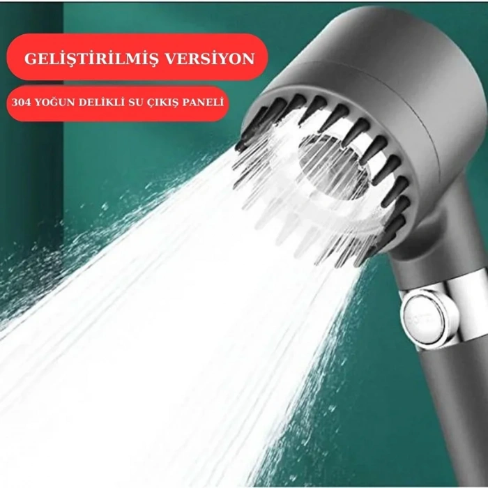Yeni Nesil Çok Masajlı Fonksiyonlu Ayarlanabilir Arıtmalı Krom Kaplı Duş Başlığı El Duşu (4887)