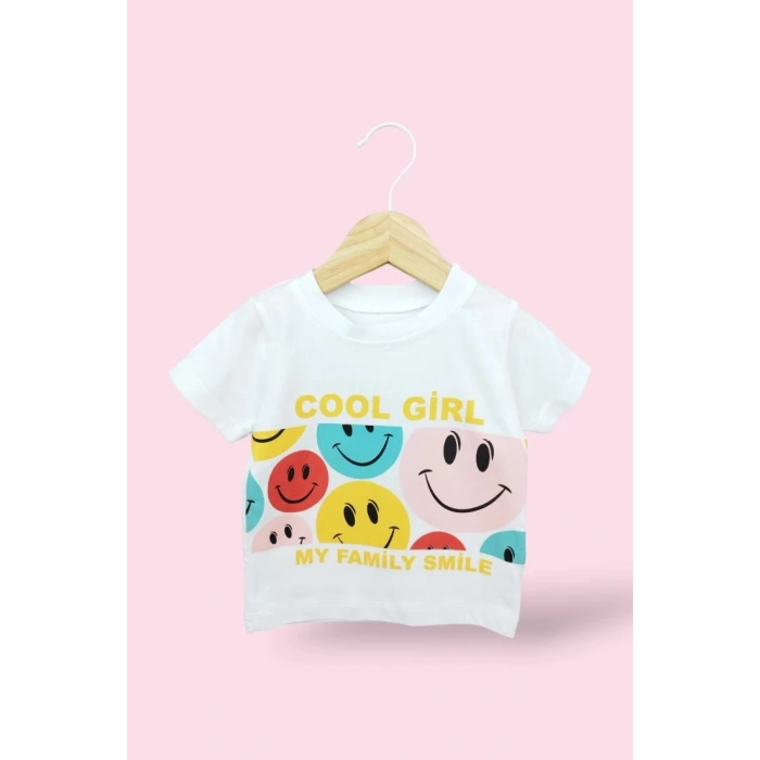 YENI SEZON KIZ BİSİKLET YAKA SMİLE LASTİKLİ PAÇA PAMUKLU BEBEK & ÇOCUK ALT ÜST TAKIM