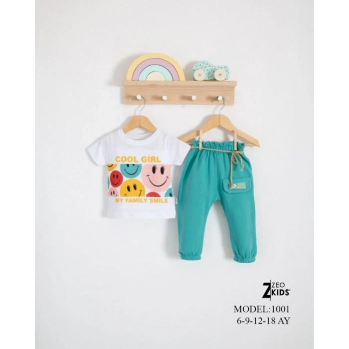 YENI SEZON KIZ BİSİKLET YAKA SMİLE LASTİKLİ PAÇA PAMUKLU BEBEK & ÇOCUK ALT ÜST TAKIM