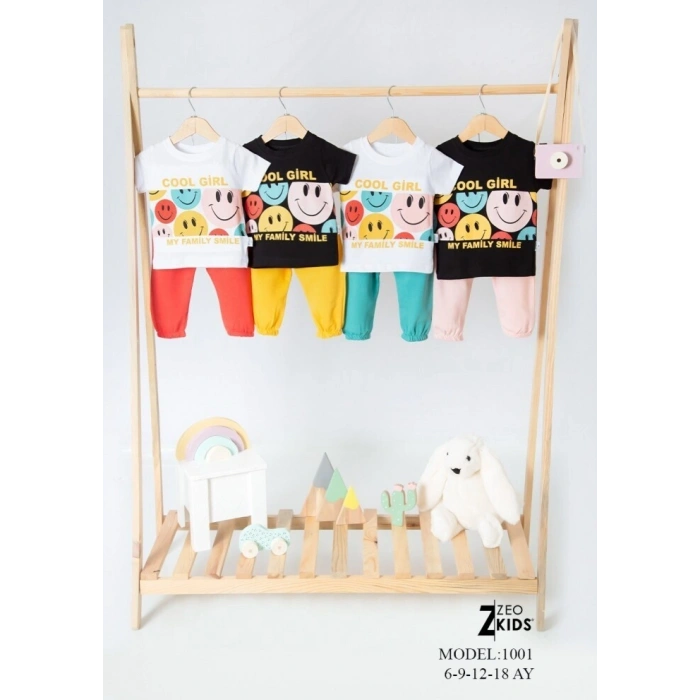 YENI SEZON KIZ BİSİKLET YAKA SMİLE LASTİKLİ PAÇA PAMUKLU BEBEK & ÇOCUK ALT ÜST TAKIM