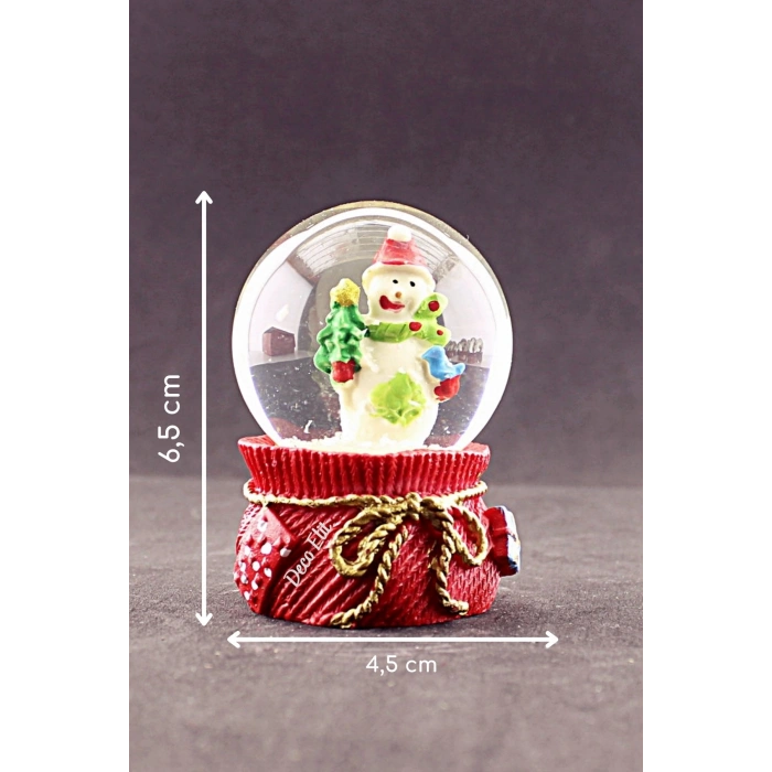 Yeni Yıl Kardan Adam Temalı Mini Boy Kar Küresi 6,5 cm