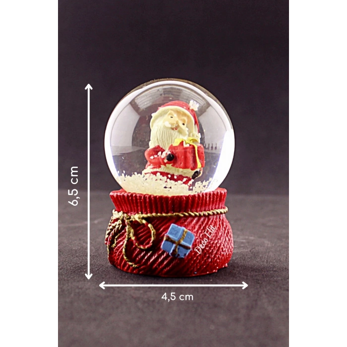 Yeni Yıl Noel Baba Hediyeleri Temalı Mini Boy Kar Küresi 6,5 cm
