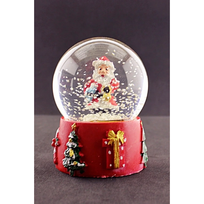 Yeni Yıl  Noel Baba Tasarımlı 9 cm Orta Boy Işıklı Kar Küresi 2B