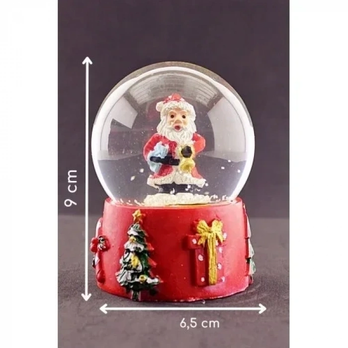 Yeni Yıl  Noel Baba Tasarımlı 9 cm Orta Boy Işıklı Kar Küresi 2B