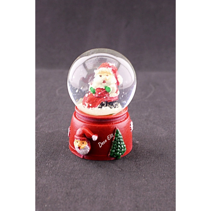 Yeni Yıl Noel Baba Temalı Mini Boy Işıklı Kar Küresi 6,5 cm A