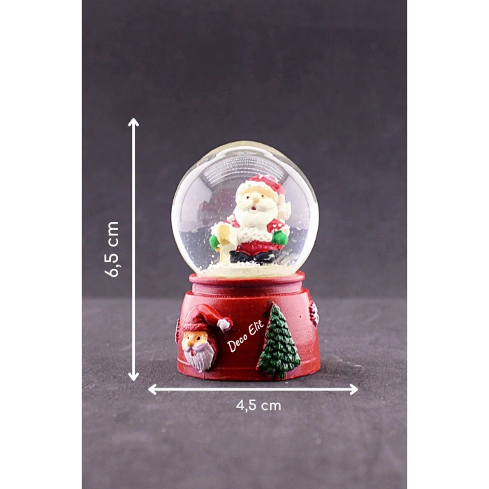 Yeni Yıl Noel Baba Temalı Mini Boy Işıklı Kar Küresi 6,5 cm A