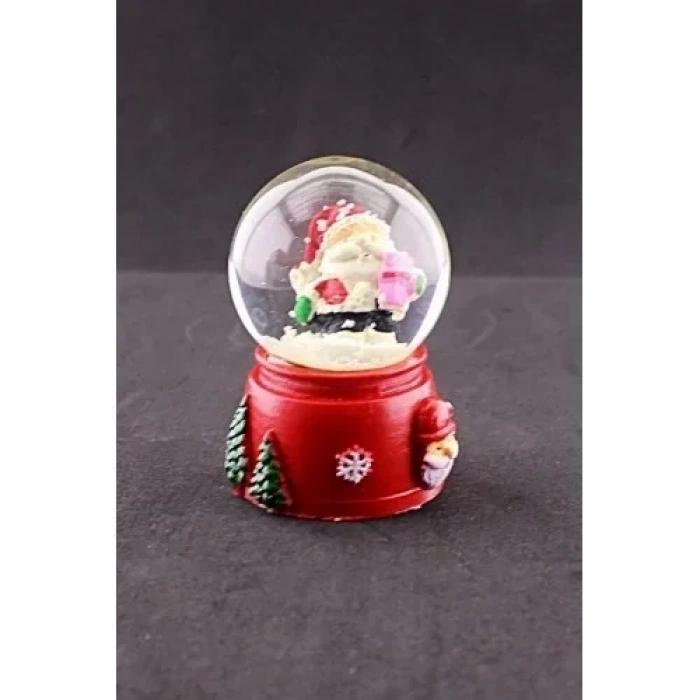 Yeni Yıl Noel Baba Temalı Mini Boy Işıklı Kar Küresi 6,5 cm A