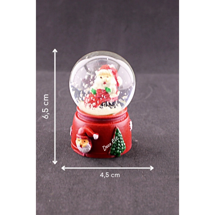Yeni Yıl Noel Baba Temalı Mini Boy Işıklı Kar Küresi 6,5 cm A