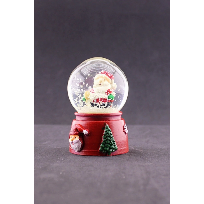 Yeni Yıl Noel Baba Temalı Mini Boy Işıklı Kar Küresi 6,5 cm A