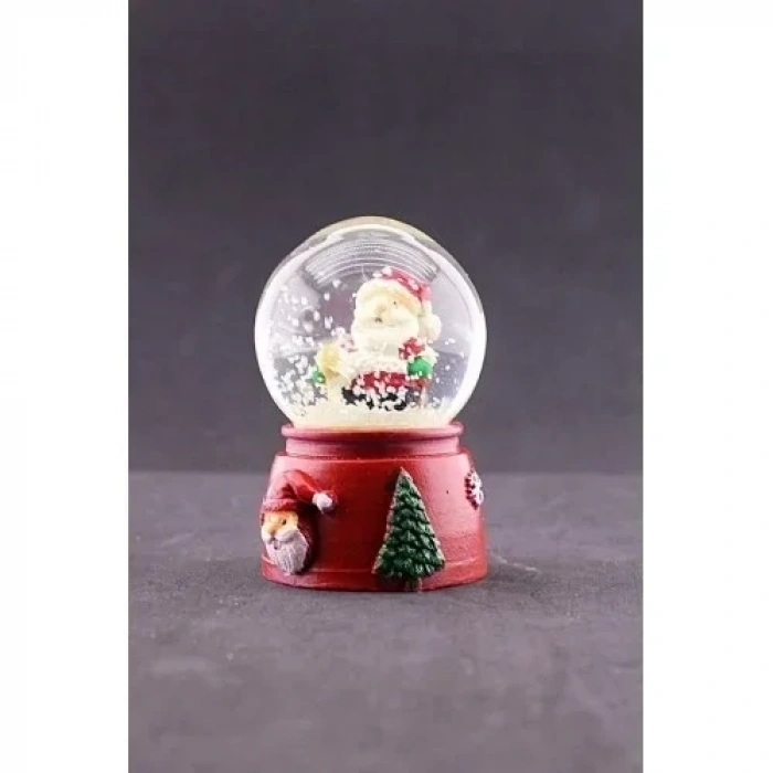 Yeni Yıl Noel Baba Temalı Mini Boy Işıklı Kar Küresi 6,5 cm A