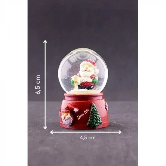 Yeni Yıl Noel Baba Temalı Mini Boy Işıklı Kar Küresi 6,5 cm A
