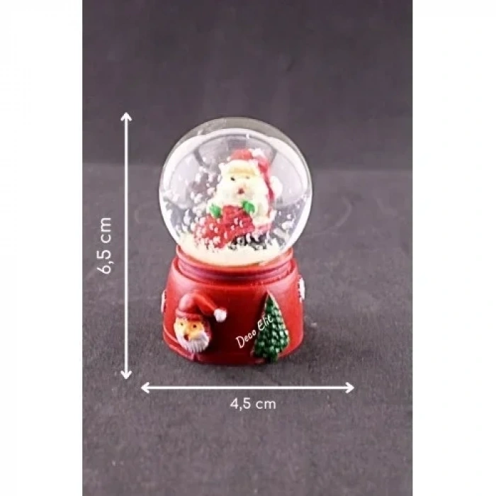 Yeni Yıl Noel Baba Temalı Mini Boy Işıklı Kar Küresi 6,5 cm A