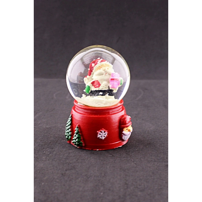 Yeni Yıl Noel Baba Temalı Mini Boy Işıklı Kar Küresi 6,5 cm A