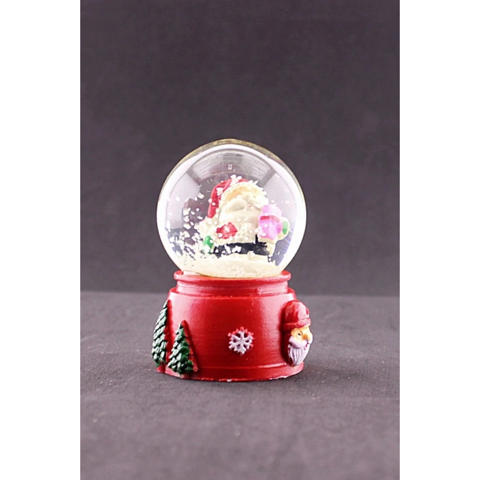 Yeni Yıl Noel Baba Temalı Mini Boy Işıklı Kar Küresi 6,5 cm A