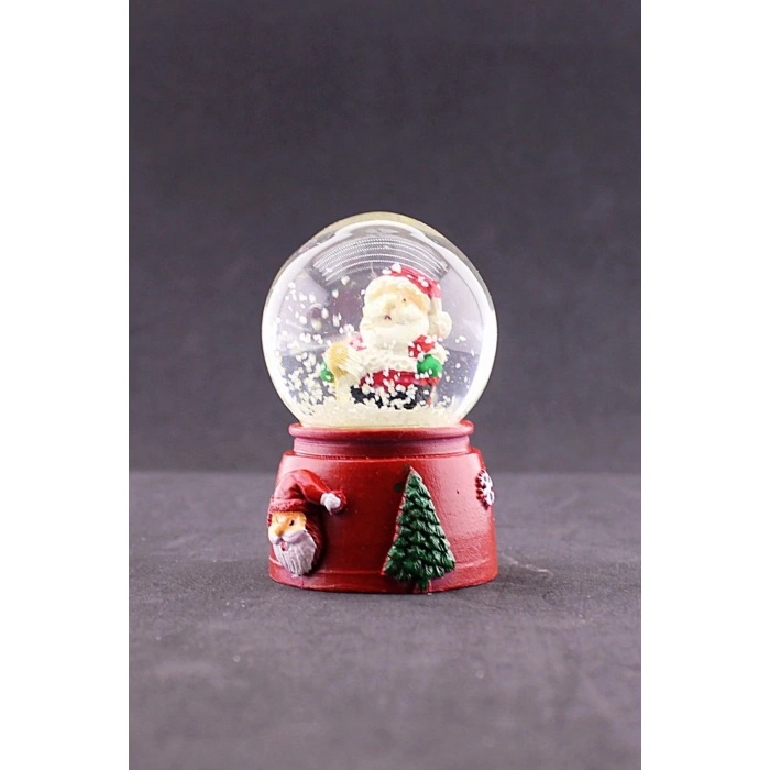 Yeni Yıl Noel Baba Temalı Mini Boy Işıklı Kar Küresi 6,5 cm A