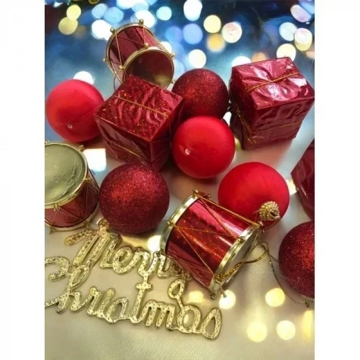 Yeni Yıl Yılbaşı Noel Çam Ağacı Süsü Lüx 13 Parça Orta Boy