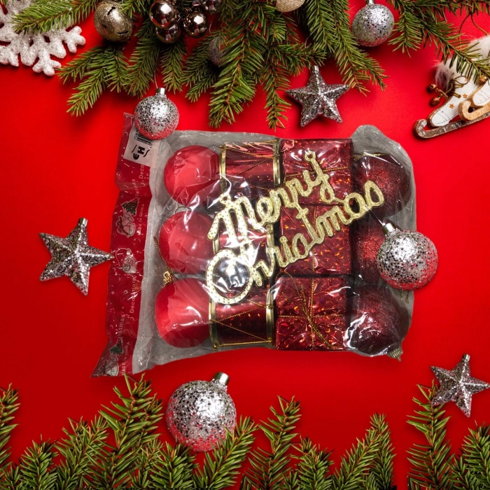 Yeni Yıl Yılbaşı Noel Çam Ağacı Süsü Lüx 13 Parça Orta Boy