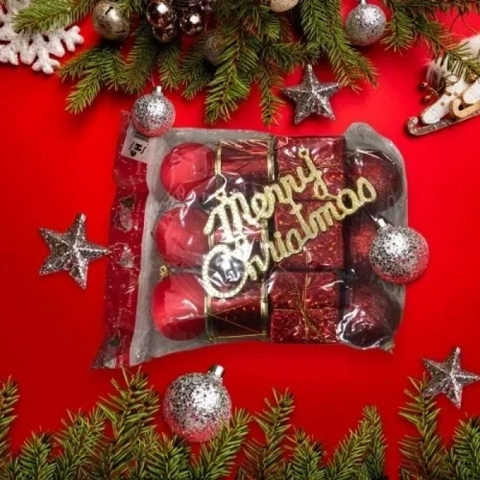 Yeni Yıl Yılbaşı Noel Çam Ağacı Süsü Lüx 13 Parça Orta Boy