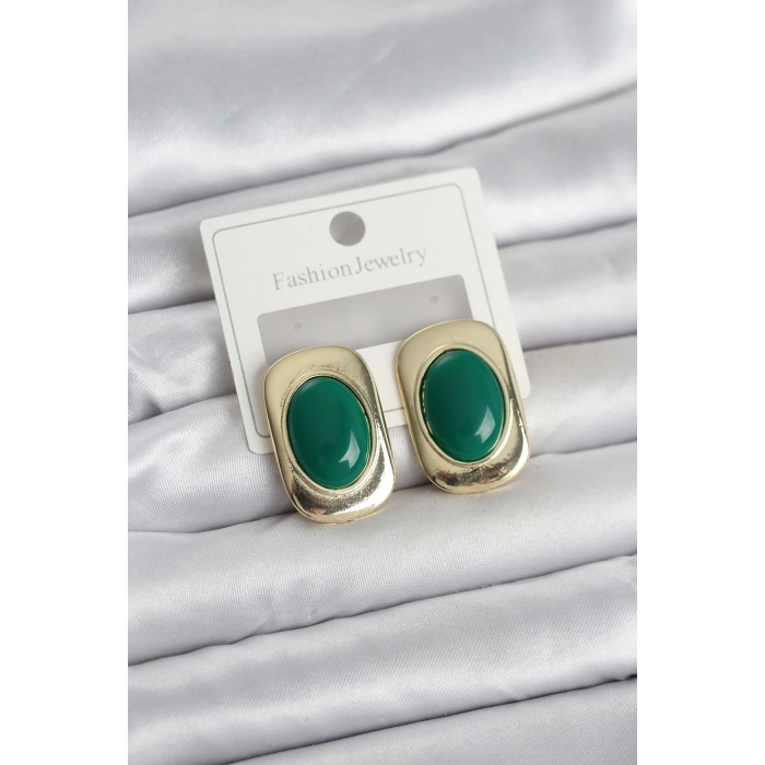 Yeşil Renk Kare Model Vintage Kadın Küpe - TJ-BKP11659