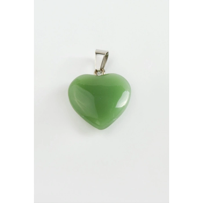 Yeşim Kalpli Doğaltaş Kolye Ucu