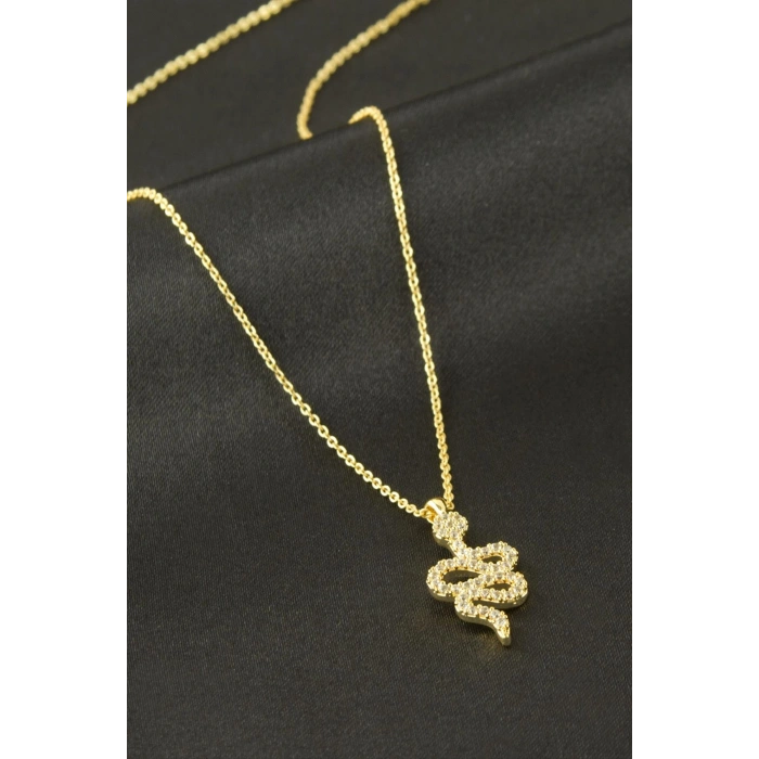 Yılan Zirkon Taşlı Kolye