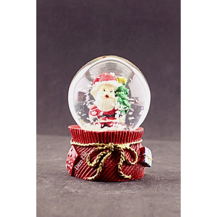 Yılbaşı  Noel Baba ve Çam Ağacı Mini Boy Kar Küresi 6,5 cm