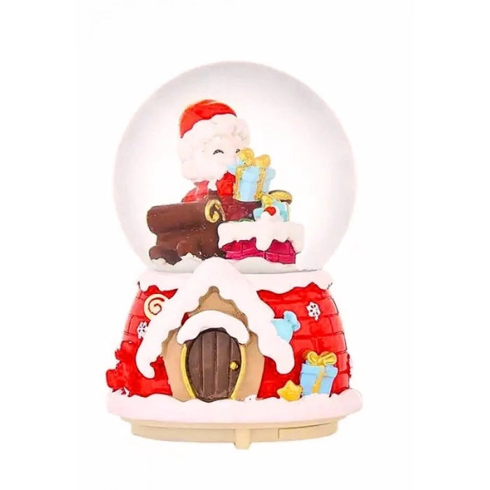Yılbaşı 2025 Noel Baba Hediyeleri 13 cm Orta Boy Işıklı Müzikli Kar Küresi 59B