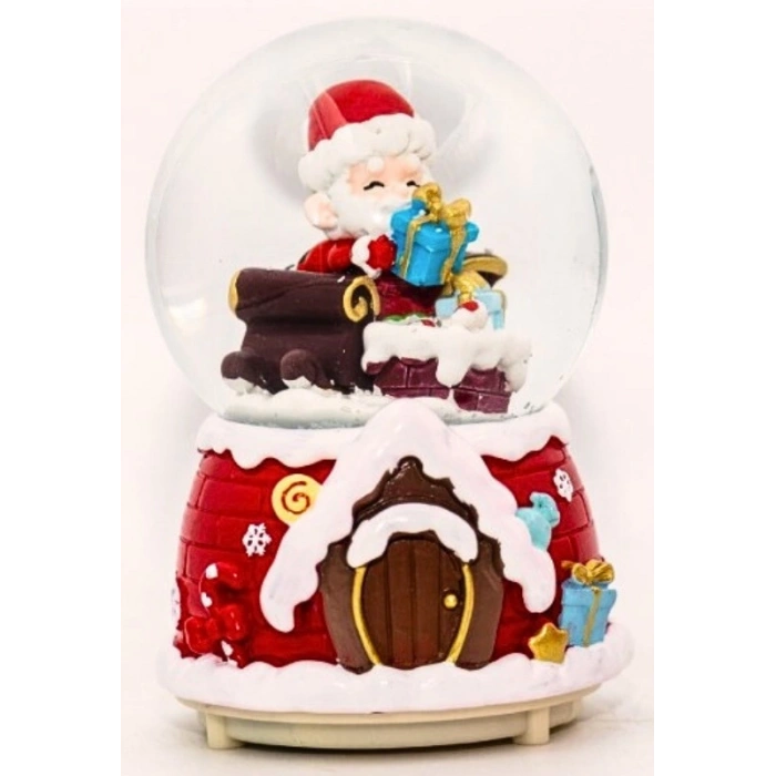 Yılbaşı 2025 Noel Baba Hediyeleri 13 cm Orta Boy Işıklı Müzikli Kar Küresi 59B