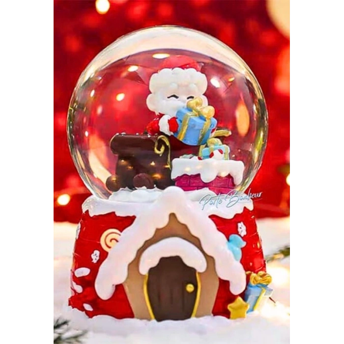 Yılbaşı 2025 Noel Baba Hediyeleri 13 cm Orta Boy Işıklı Müzikli Kar Küresi 59B