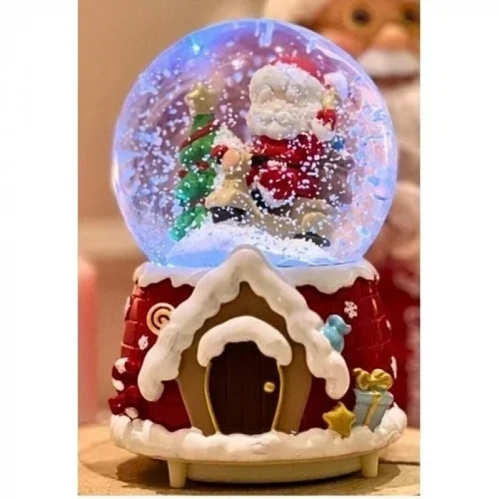 Yılbaşı 2025 Noel Baba Temalı 13 cm Orta Boy Işıklı Müzikli Kar Küresi 59A