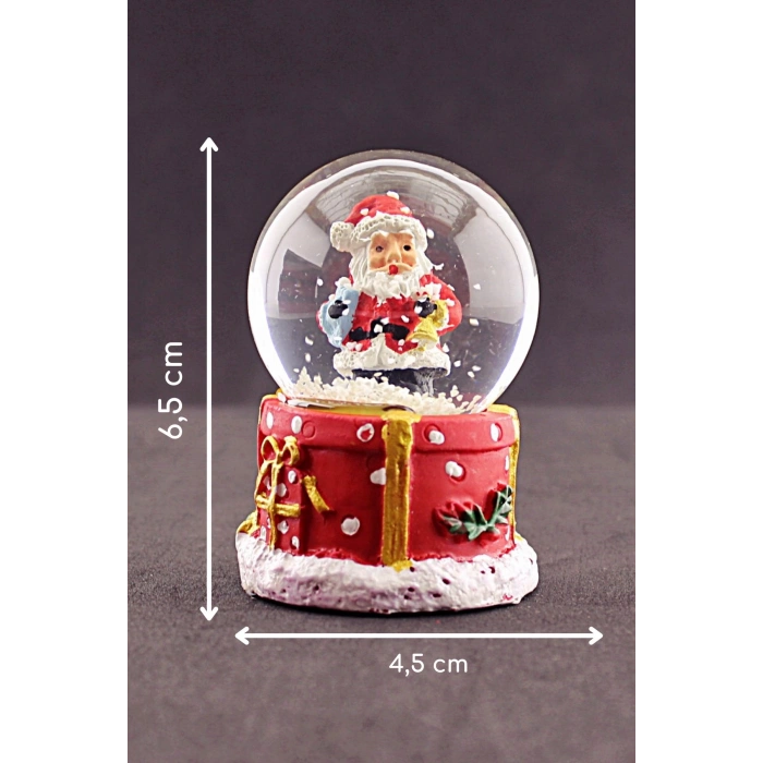 Yılbaşı Hediyeleri Temalı  Noel Baba Mini Boy Işıklı Kar Küresi 6,5 cm 1
