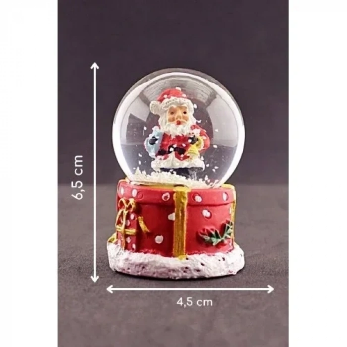 Yılbaşı Hediyeleri Temalı Noel Baba Mini Boy Işıklı Kar Küresi 6,5 cm 1