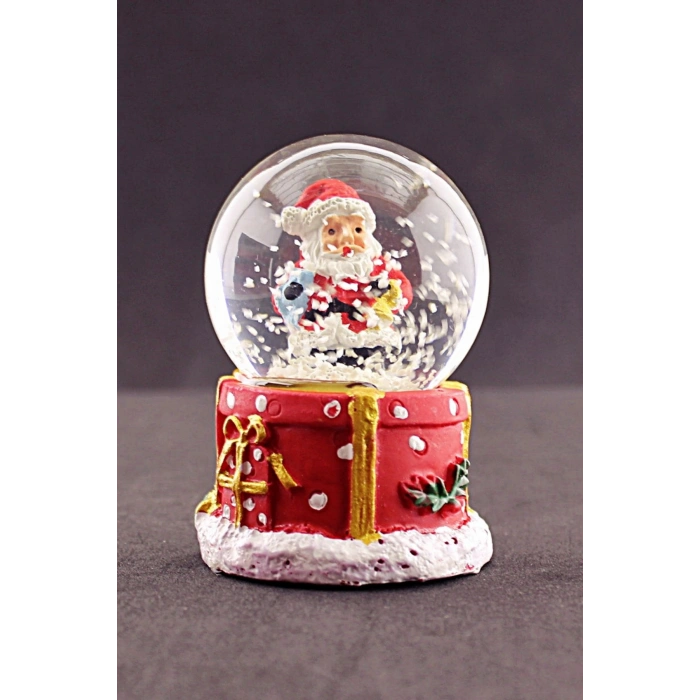 Yılbaşı Hediyesi  Temalı Noel Baba Mini Boy Işıklı Kar Küresi 6,5 cm 1A