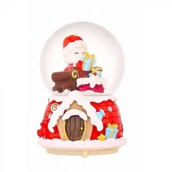 Yılbaşı  Noel Baba Hediyeleri 13 cm Orta Boy Işıklı Müzikli Kar Küresi 59B