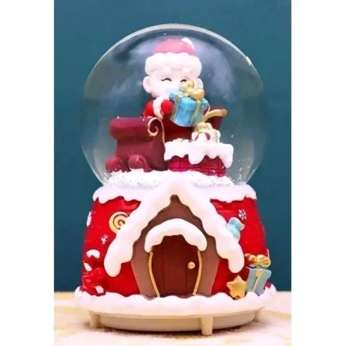 Yılbaşı  Noel Baba Hediyeleri 13 cm Orta Boy Işıklı Müzikli Kar Küresi 59B