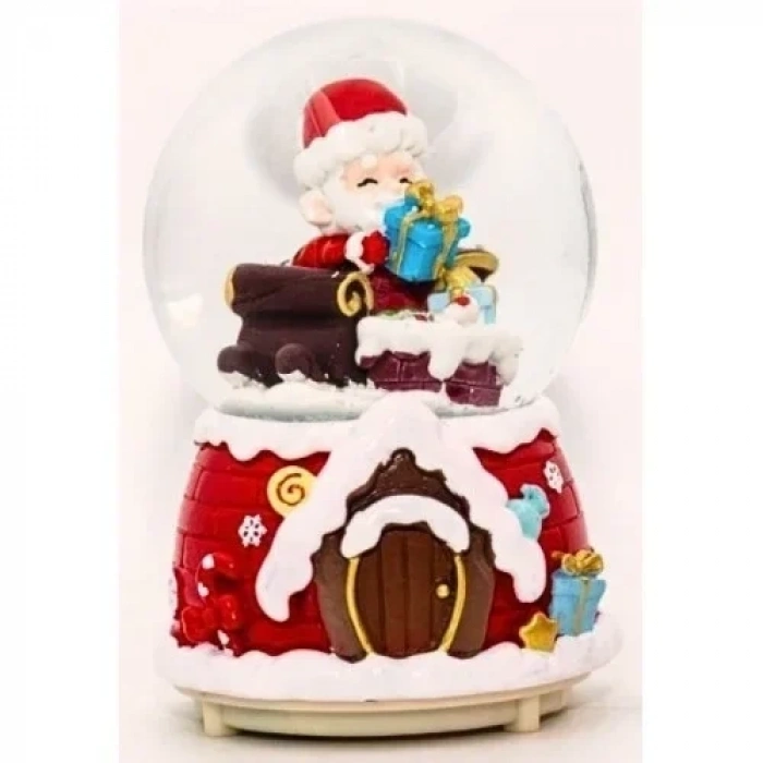 Yılbaşı  Noel Baba Hediyeleri 13 cm Orta Boy Işıklı Müzikli Kar Küresi 59B