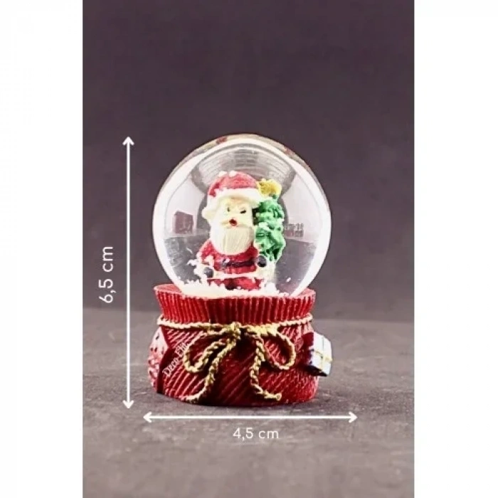 Yılbaşı  Noel Baba ve Çam Ağacı Mini Boy Kar Küresi 6,5 cm