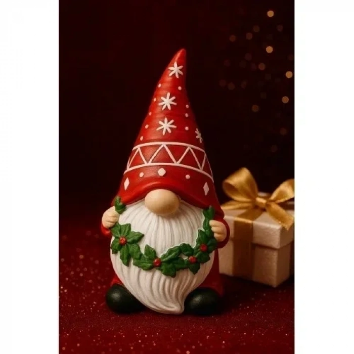 Yılbaşı Noel Cücesi El Boyama Biblo 21 Cm Büyük Boy – Premium Yılbaşı Koleksiyonluk Hediye