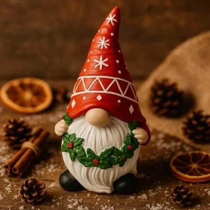 Yılbaşı Noel Cücesi El Boyama Biblo 21 Cm Büyük Boy – Premium Yılbaşı Koleksiyonluk Hediye