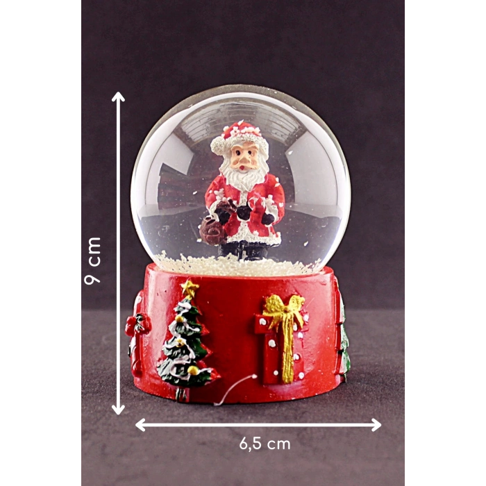 Yılbaşı Süsü Noel Baba Merry Christmas Tasarımlı 9 cm Orta Boy Işıklı Kar Küresi  1B