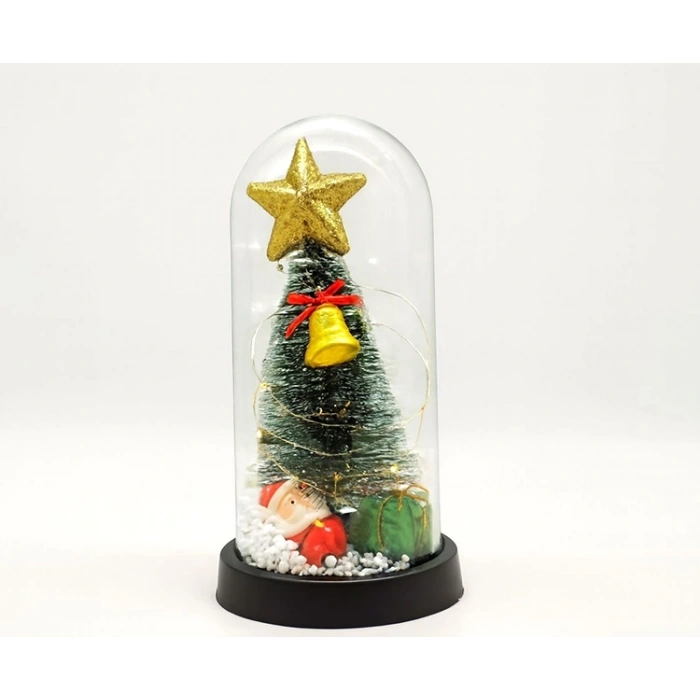 Yılbaşı Temalı Işıklı Dekoratif Cam Fanus - Model 6