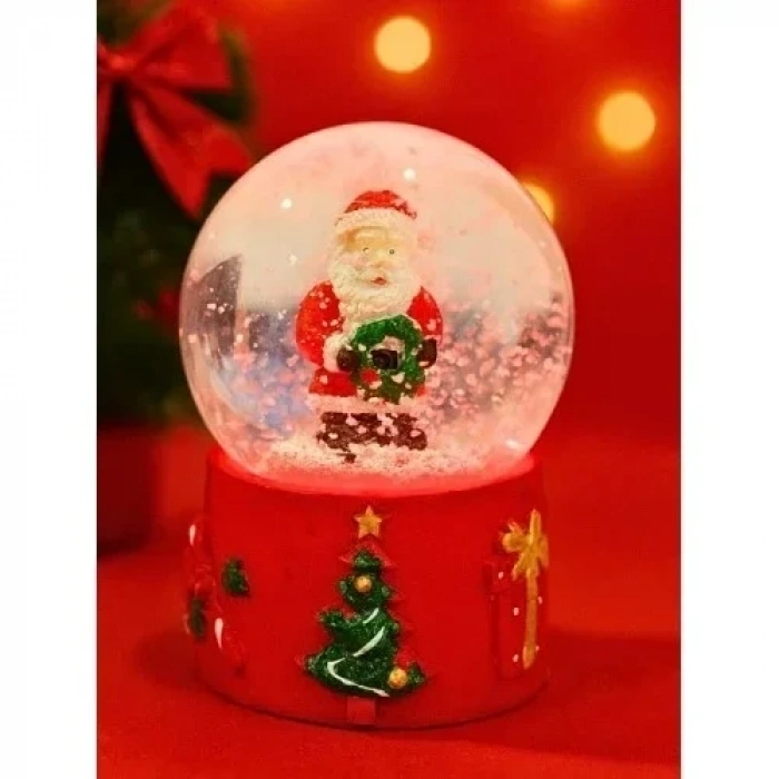 Yılbaşı Temalı LED Işıklı Kar Küresi – Noel Baba Figürlü 9 cm Orta Boy Yeni Yıl Süsü - 46