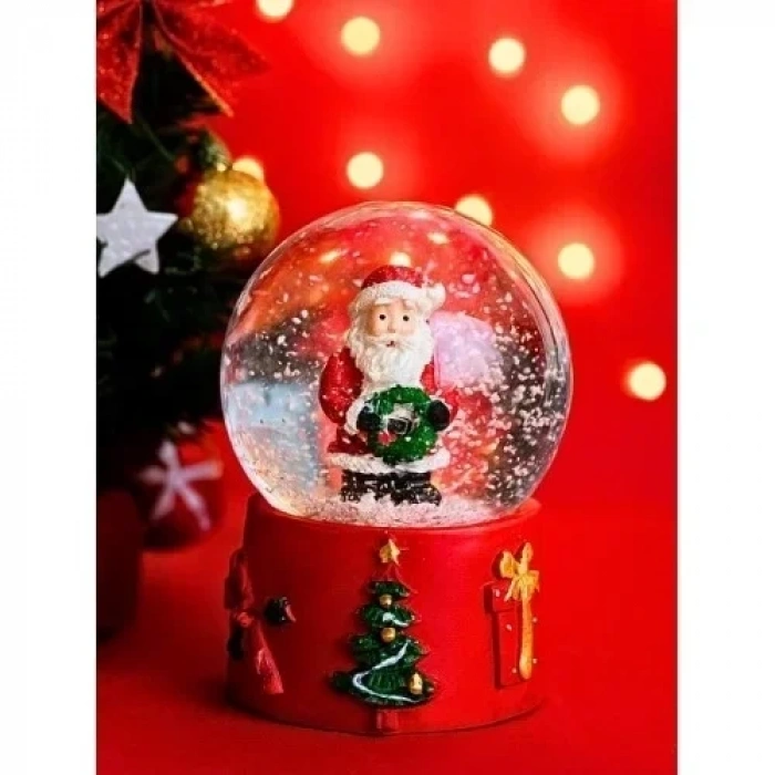 Yılbaşı Temalı LED Işıklı Kar Küresi – Noel Baba Figürlü 9 cm Orta Boy Yeni Yıl Süsü - 46