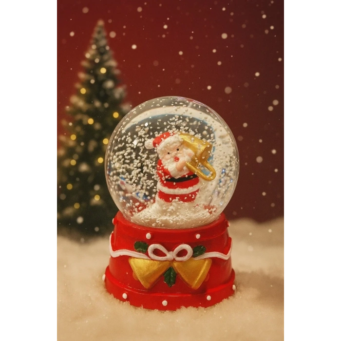 Yılbaşı Temalı LED Işıklı Noel Baba Santa Kar Küresi – 9 cm Orta Boy Dekoratif Hediye-48