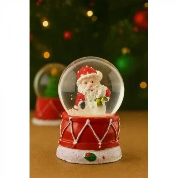 Yılbaşı Temalı Noel Baba Kar Küresi – Yılbaşı Hediyesi LED Işıklı Hediyelik 6,5 cm