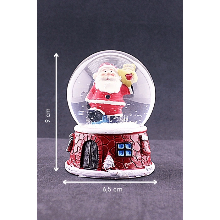 Yılbaşı Yeni Yıl Noel Baba Temalı Orta Boy Işıklı Kar Küresi 9 cm A