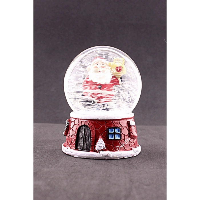 Yılbaşı Yeni Yıl Noel Baba Temalı Orta Boy Işıklı Kar Küresi 9 cm A